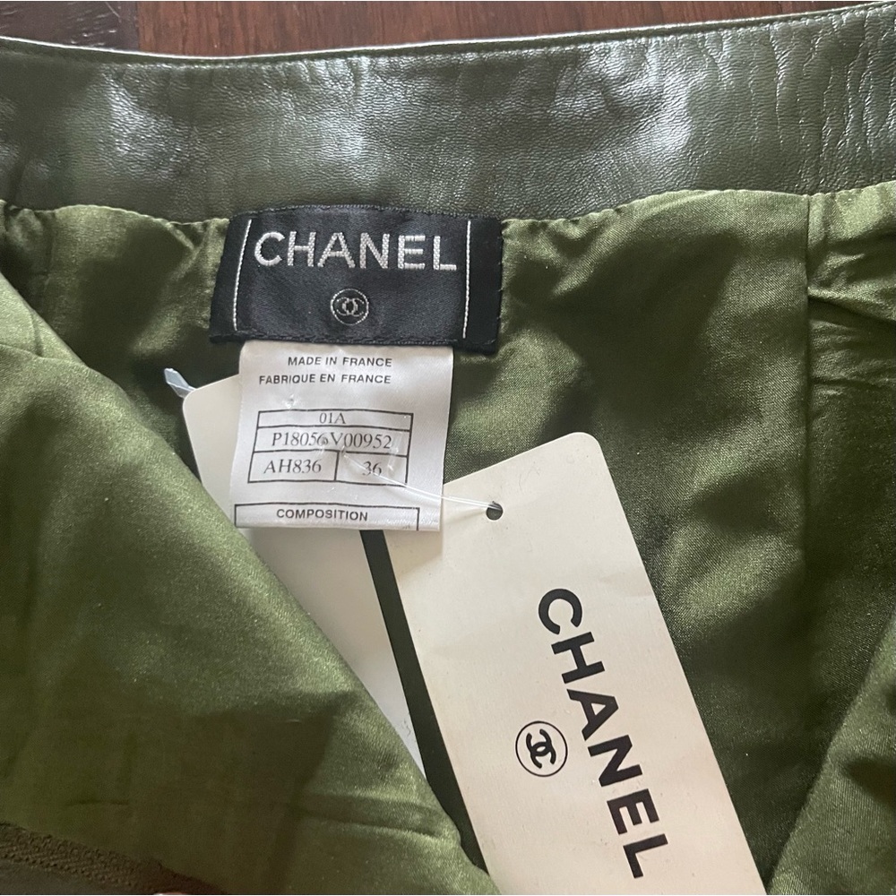 Chanel Lambskin Slim Pant - Army Green